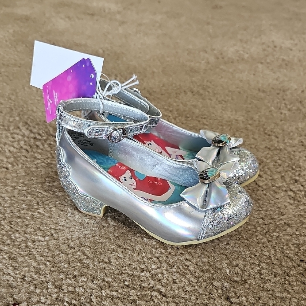 Disney Princess Ariel Ballet Flats Silver Toddler Girls Size 7